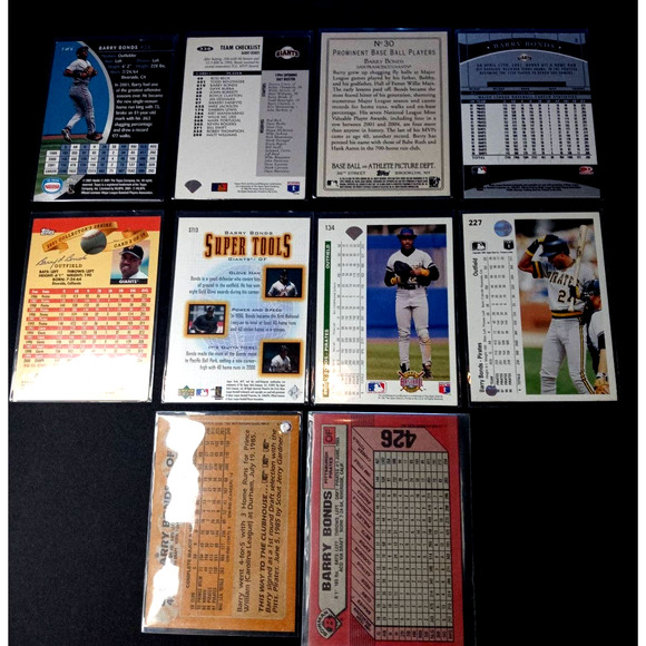 Barry Bonds, Pirates, Giants Lot of 10 Baseball Cards - Picture 2 of 2